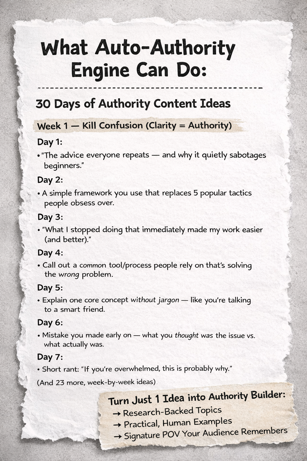 30 Days of Authority Content Ideas