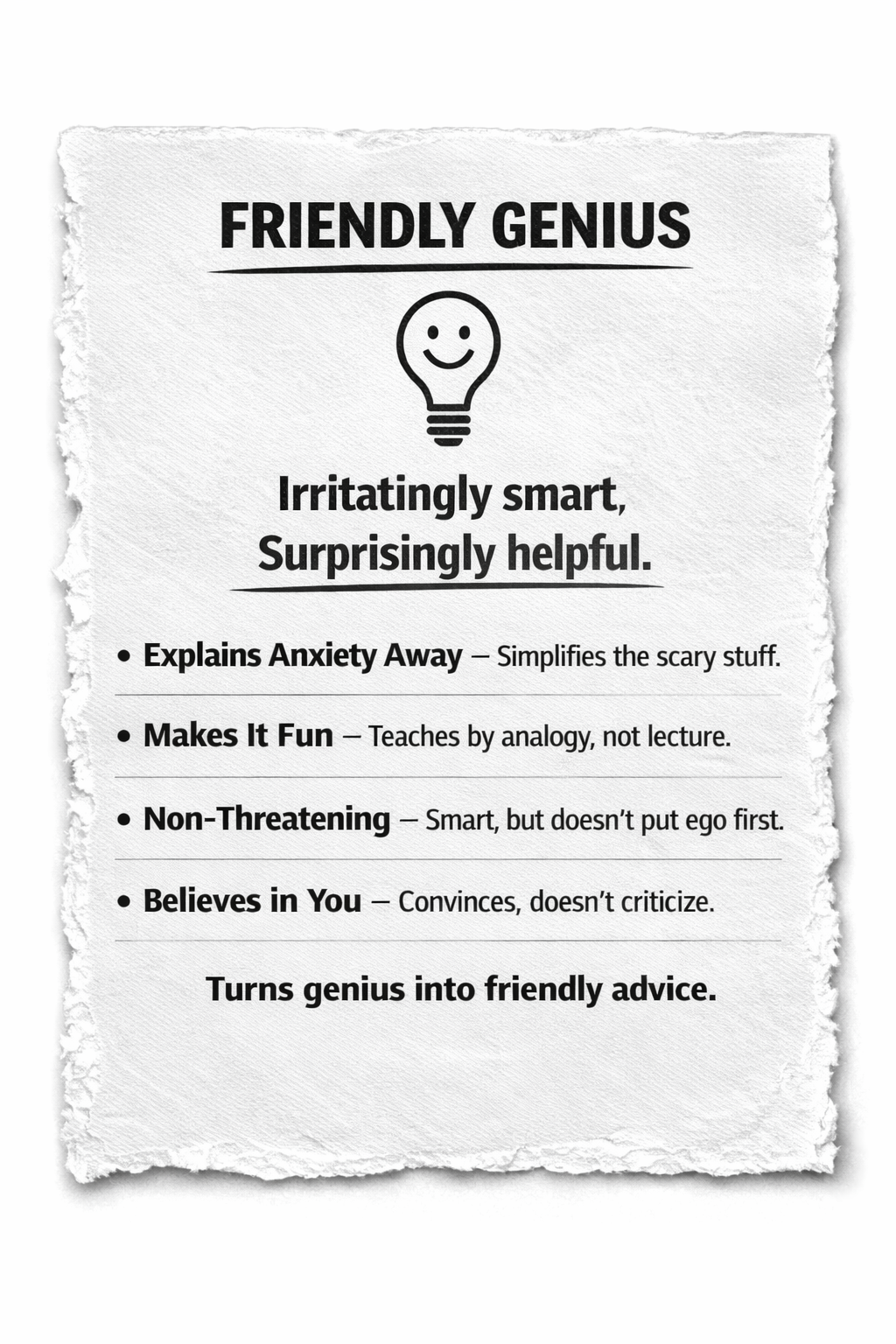 Friendly Genius Authority Style